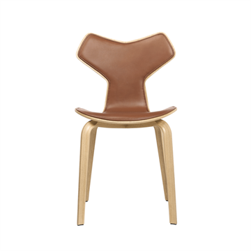 Grand Prix stol, fuldpolstret læder med træben (4130)