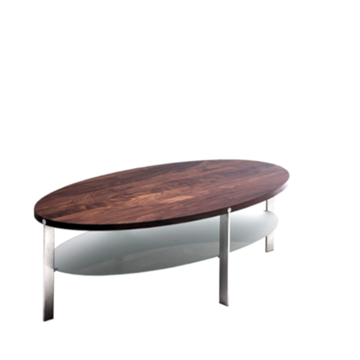 Naver Collection - AK 962 ovalt sofabord m. glashylde, 90x50 cm)