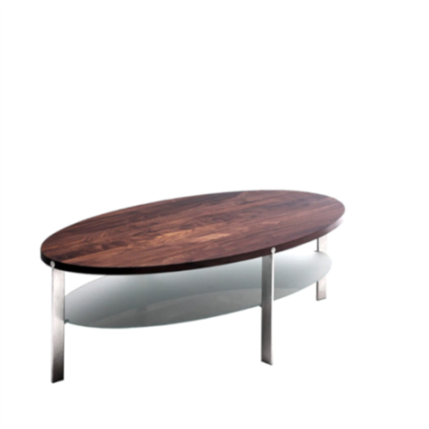 Naver Collection - AK 962 ovalt sofabord m. glashylde, 90x50 cm)
