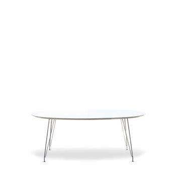DK10 ovalt spisebord i hvid laminat
