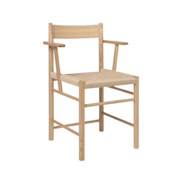 F-stol med armlæn, papirfletsæde
