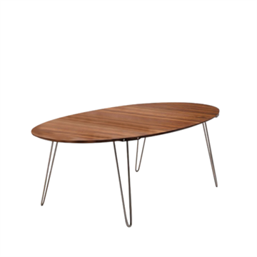  GM 6642 ovalt spisebord med udtræk og træbordplade, 200x100 cm