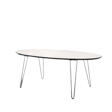 GM 6643 ovalt spisebord med udtræk og hvid corian-top , 200x100 cm