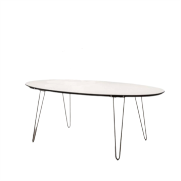 Naver Collection - GM 6643 ovalt spisebord med udtræk og hvid corian-top , 200x100 cm