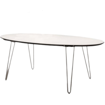 Naver Collection - GM 6653 ovalt spisebord med udtræk og hvid corian-top, 240x120 cm