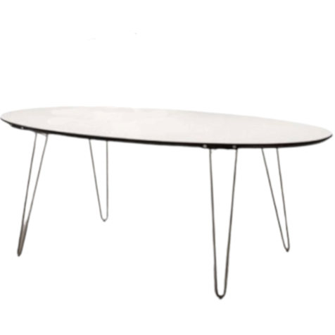 Naver Collection - GM 6653 ovalt spisebord med udtræk og hvid corian-top, 240x120 cm