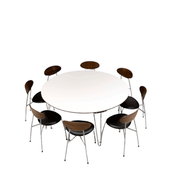 GM 6673 rundt spisebord med udtræk og hvid corian-top, 120 cm diameter