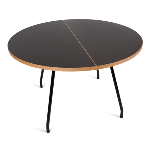 Bent Hansen - Spisebord i egefinér eller sort linoleum model Primum, mål Ø120 cm 