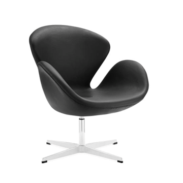 Fritz Hansen - Svanen 3320, sort essential læder m/returdrej