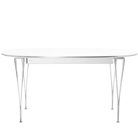 Fritz Hansen Super-Ellipse bord m. udtræk (B620) af Piet Hein, 170/270x100 cm, hvid