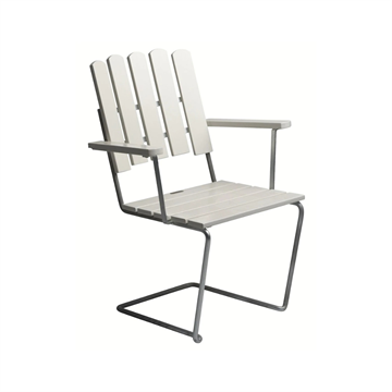 Grythyttan Armchair A2 – Hvidlakeret eg med varmgalvaniseret stel