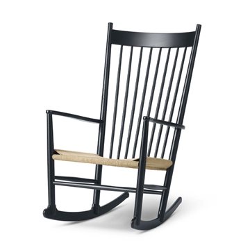 J16 Gyngestol af Hans J. Wegner, sort lakeret eg og naturflet